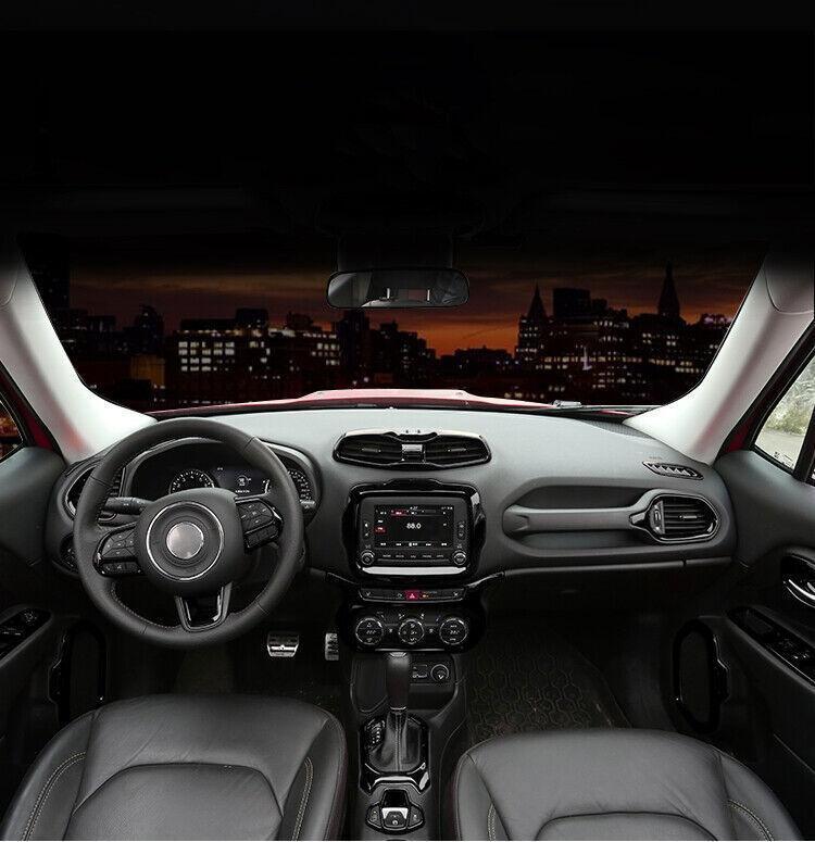 Fit for Jeep Renegade 2015-2020 Bright Black Middle Console Water Cup Frame Trim