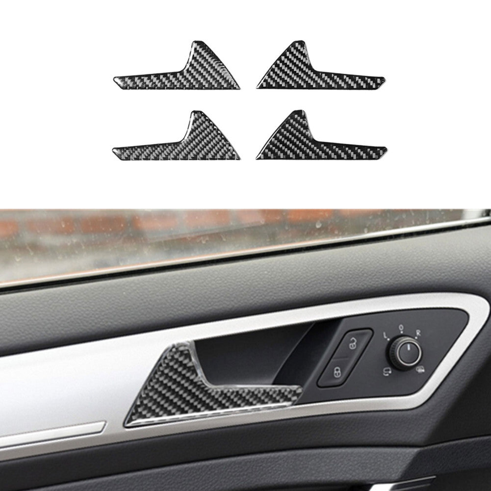 4Pcs Carbon Fiber Interior Door Handle Trim Cover for VW for Golf MK7 2014-2019