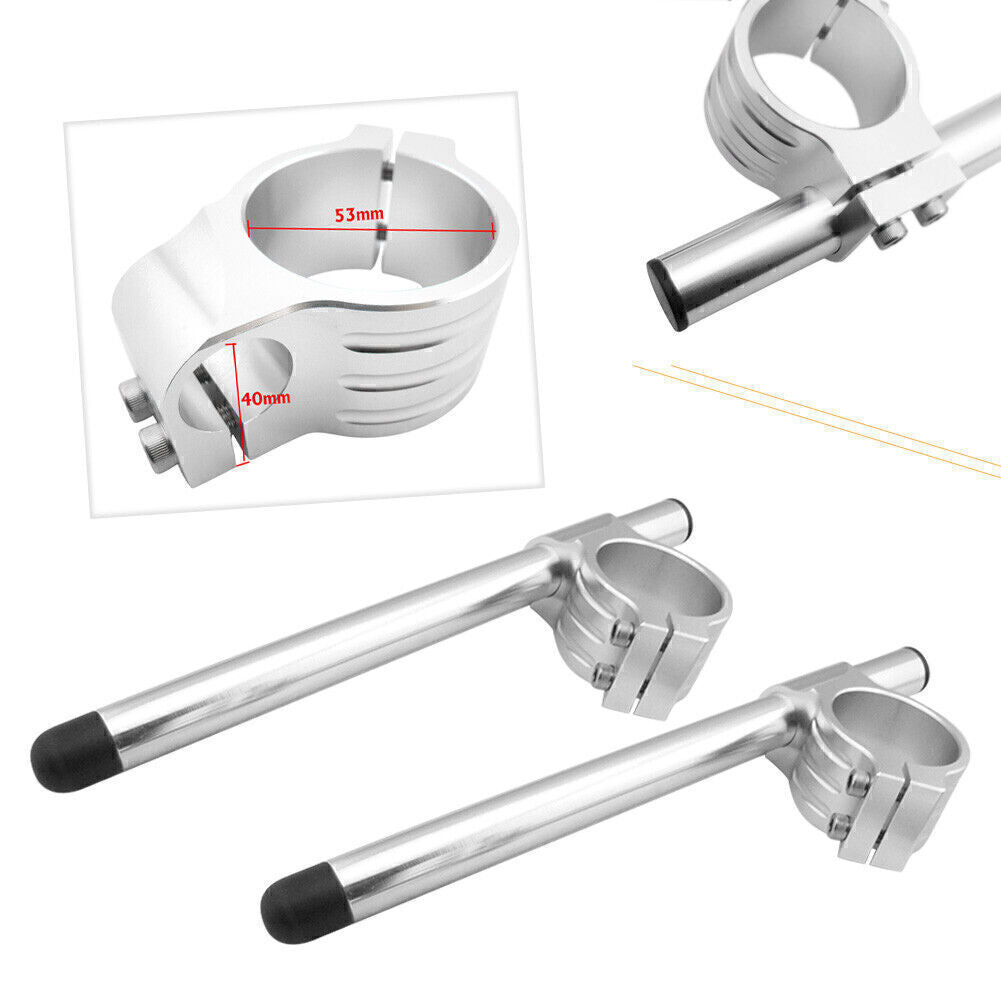 2pcs for Ducati 848/ 1098/ 1198 53mm Fork Clip-ons Handle Grip Handlebar Silver
