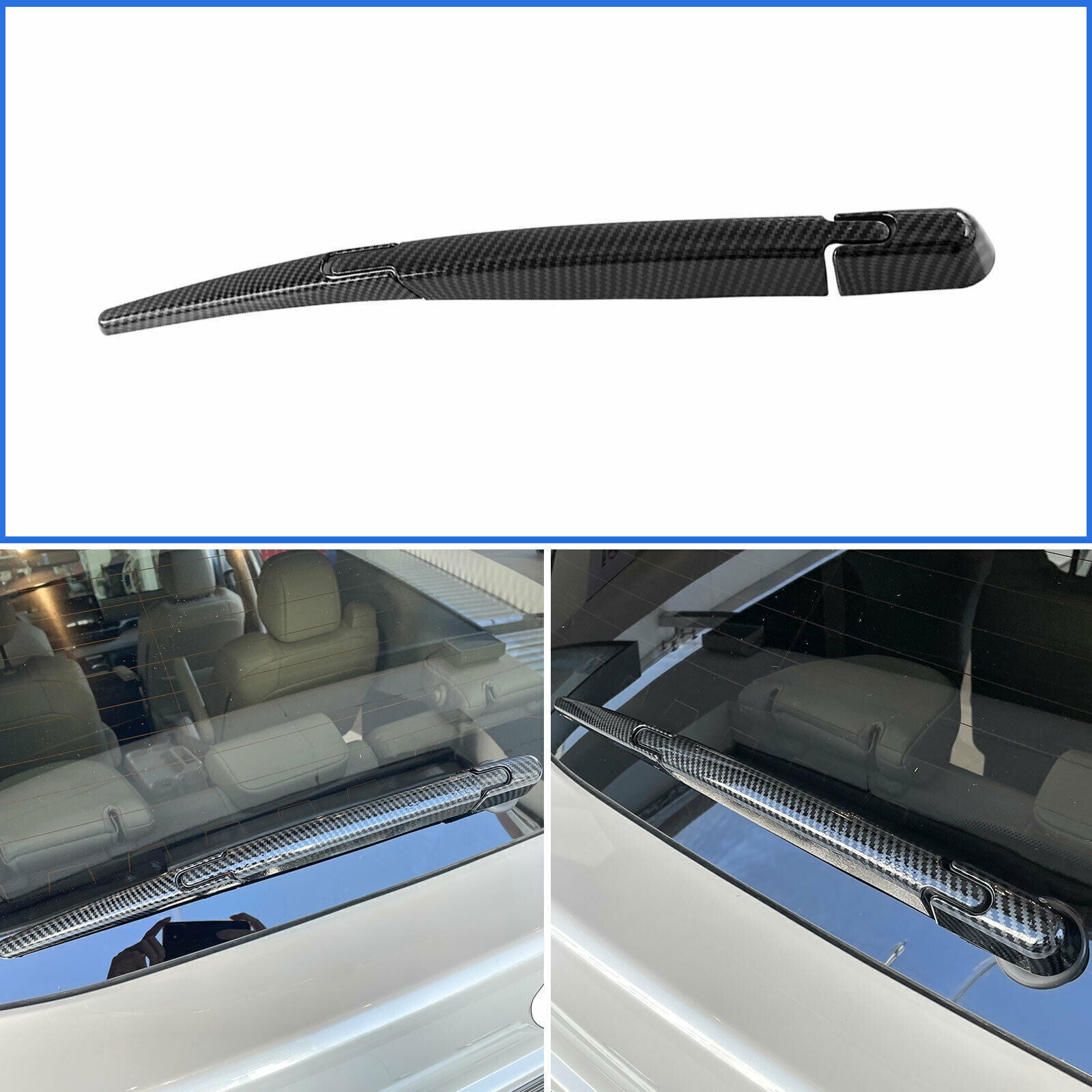 Carbon Fiber Style Rear Window Rain Wiper Cover Trim For 2021-2023 for Toyota for Sienna