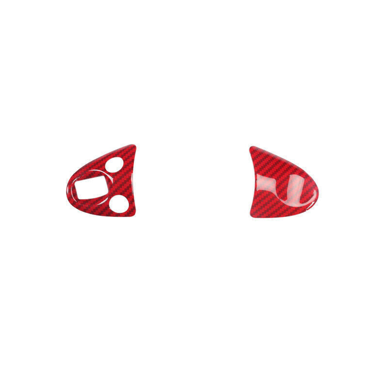 Steering Wheel Button Frame Trim Fit for Nissan Sentra 16-19 Red Carbon Fiber