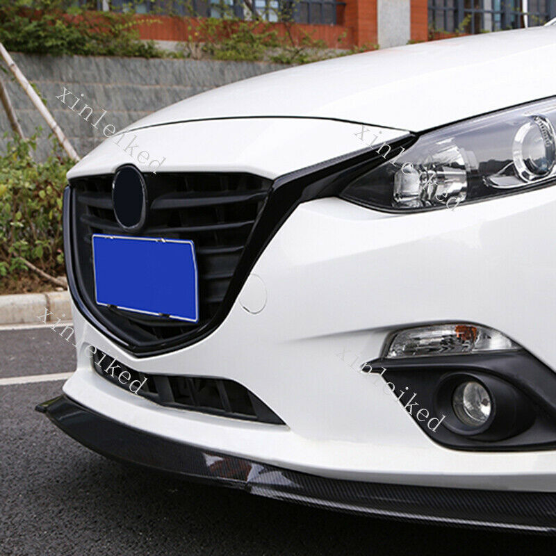 for Mazda 3 Axela 2014-2016 Bright Black Front Grille Frame Strips Replace Kit