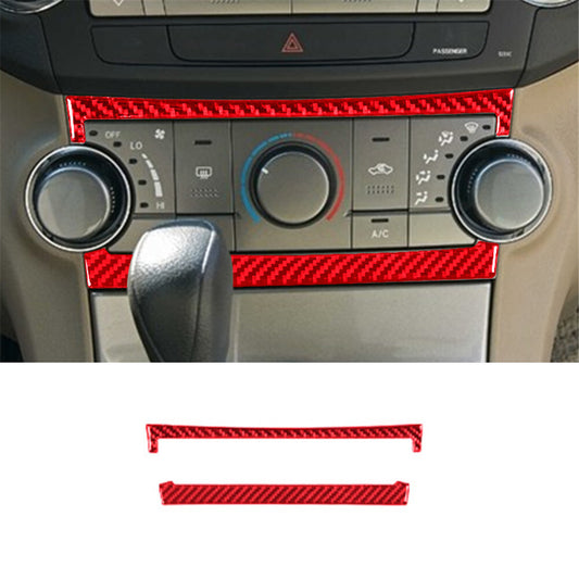 for Toyota Highlander 2008-2013 2Pcs Central A/C Control Frame Trim Cover Red