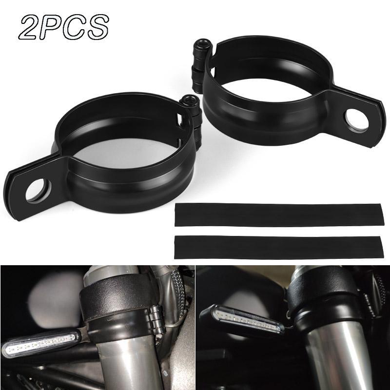 2X 37-50mm Motorcycle Front Fork Bar Tube Clamp Turn Signal Mount Bracket Holder