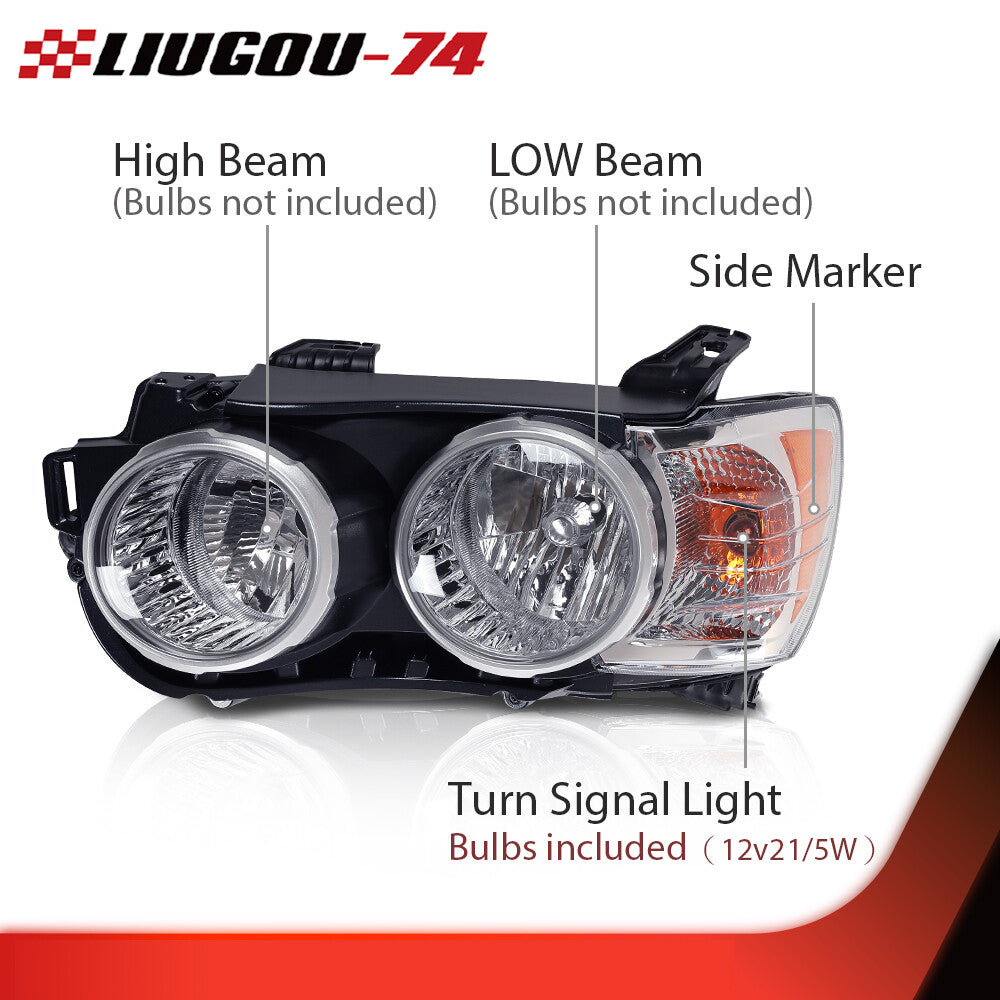 Suitable for 2012, 2013, 2014 - 2016 for Chevrolet Sonic Chrome Halogen Headlights - Driver Side
