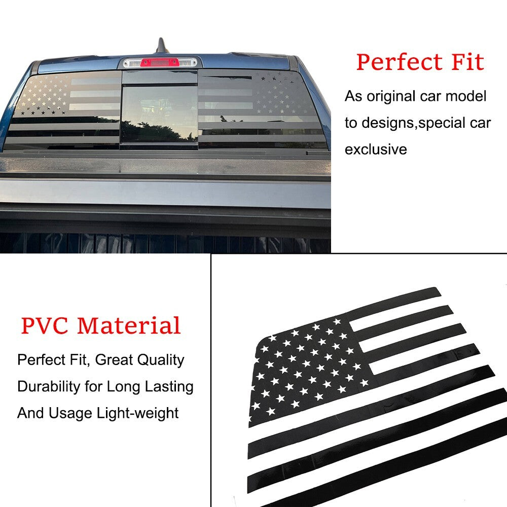 PVC Black Rear Window Stickers PVC Decal Trim for Dodge for RAM 2009-2023 Flag