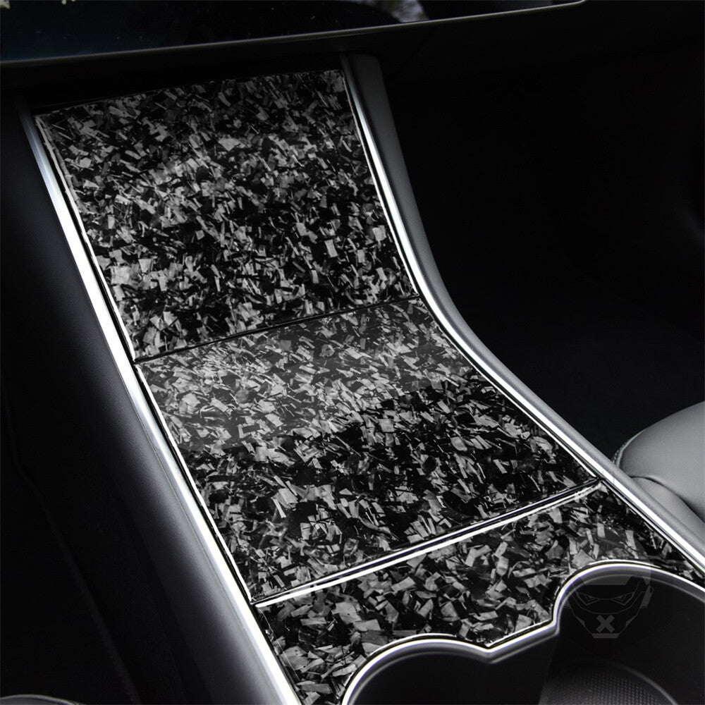 3¡ÁForged Carbon Central Control Storage Box Panel Trim for Tesla Model 3 2017-23