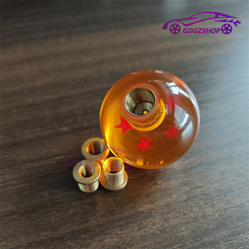 Round Dragon Ball 5 Star Shift Knob Manual Gear Shifter Head with 3 Adapters