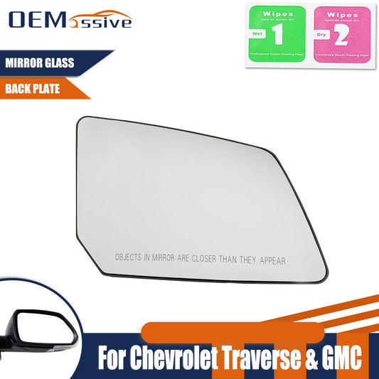 Passenger Side Heated Mirror Glass for Chevrolet Traverse 2007-2016 Back Plate