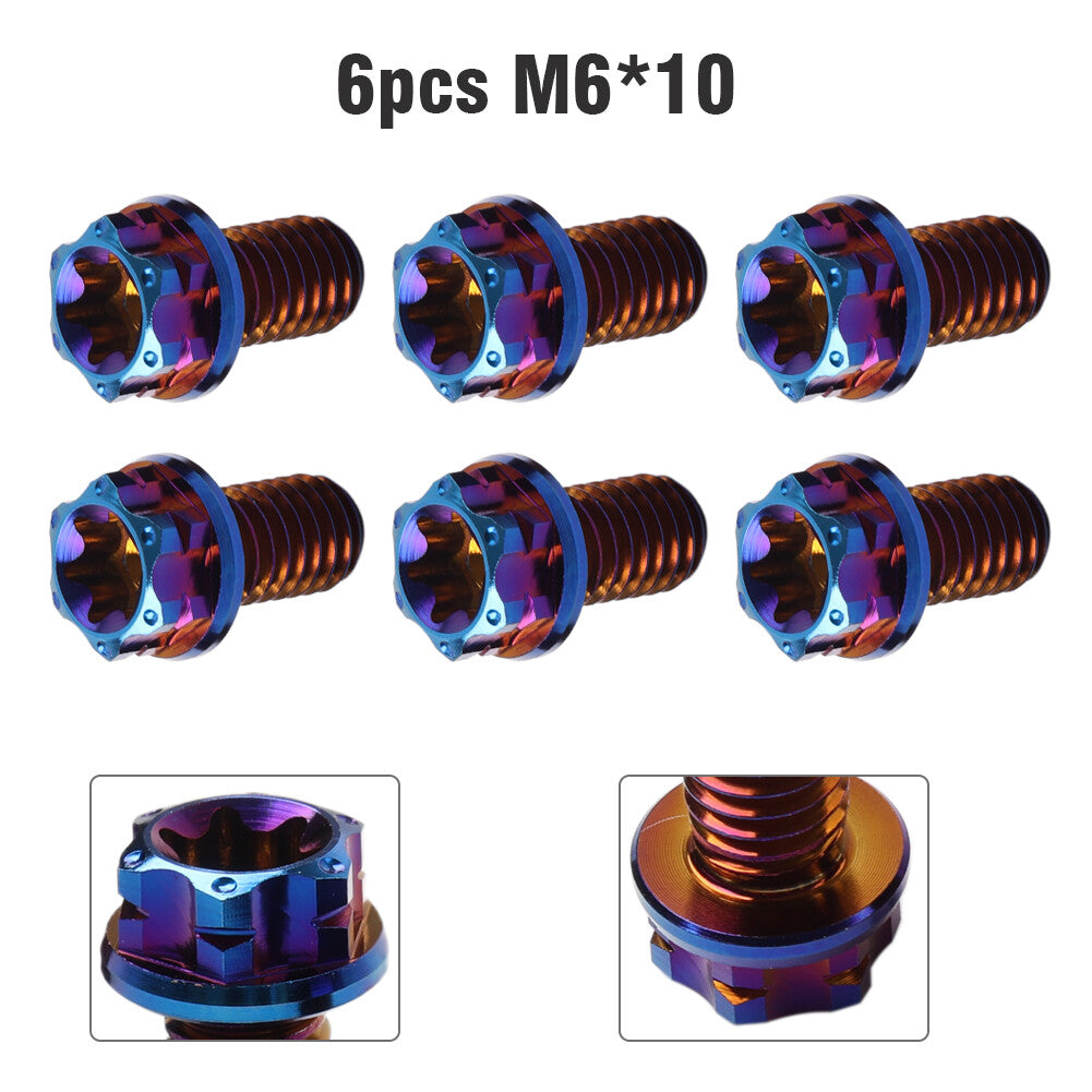 6pcs Bolts Torx Head Flange Screws M6x10mm For Motorcycle Bike Bicycle