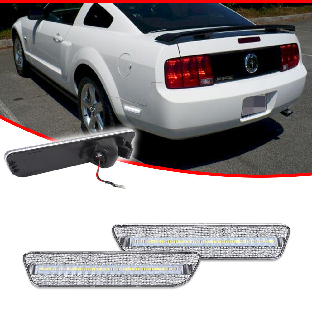 Transparent white LED rear bumper side marker lights for Ford for Mustang 2005-2009