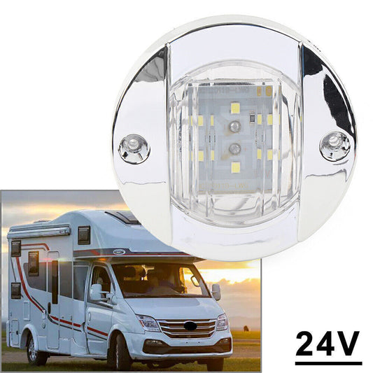 Fit Truck Trailer RV Boat 3 Inch Round 24V White LED Side Marker Trailer Lights