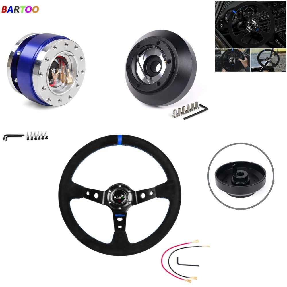 14in Steering Wheel+Quick Release+Hub Adapter E30H for BMW M3 M5 318I 325 528e