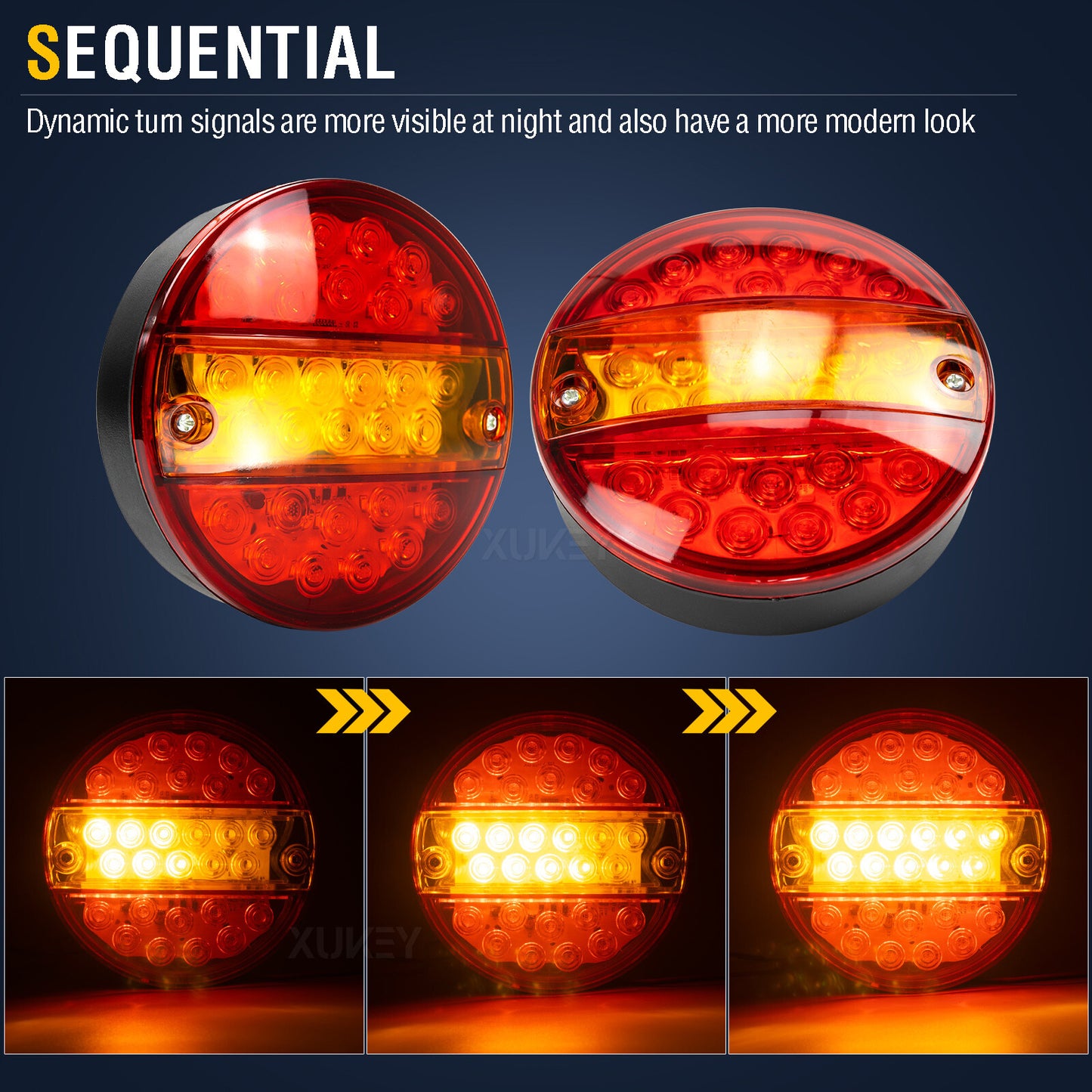 LED Trailer Rear Light Round Tail Lamp Stop Turn Light Lorry Caravan Van Tractor