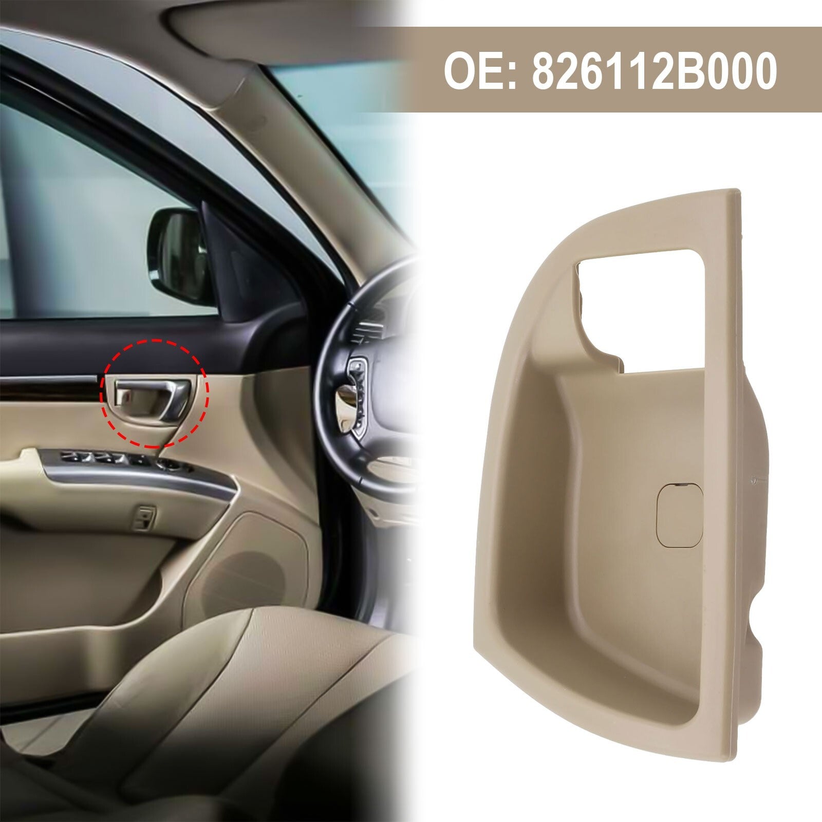826112B000 Front Left Inside Door Handle Trim Fit for Hyundai Santa Fe 2007-2012