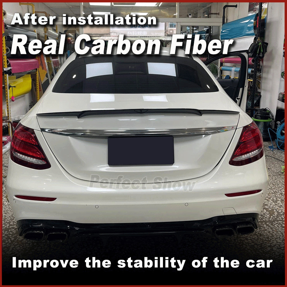 for Benz W213 E250 E300 E43 E63 2016-19 Rear Trunk Spoiler Wing REAL CARBON