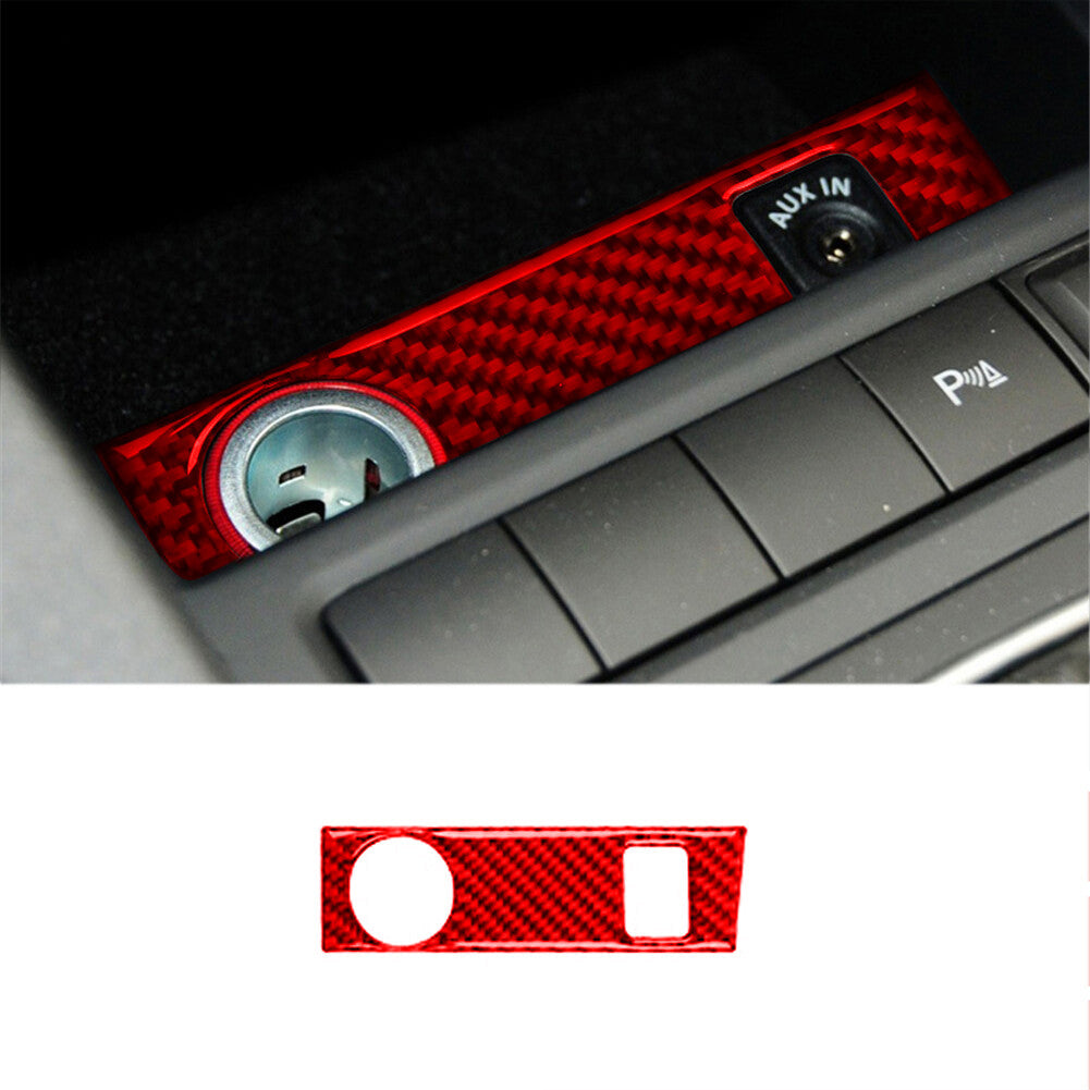 Red Carbon Fiber Cigarette Lighter Cover Trim for Volkswagen for Jetta Sedan 2011-14