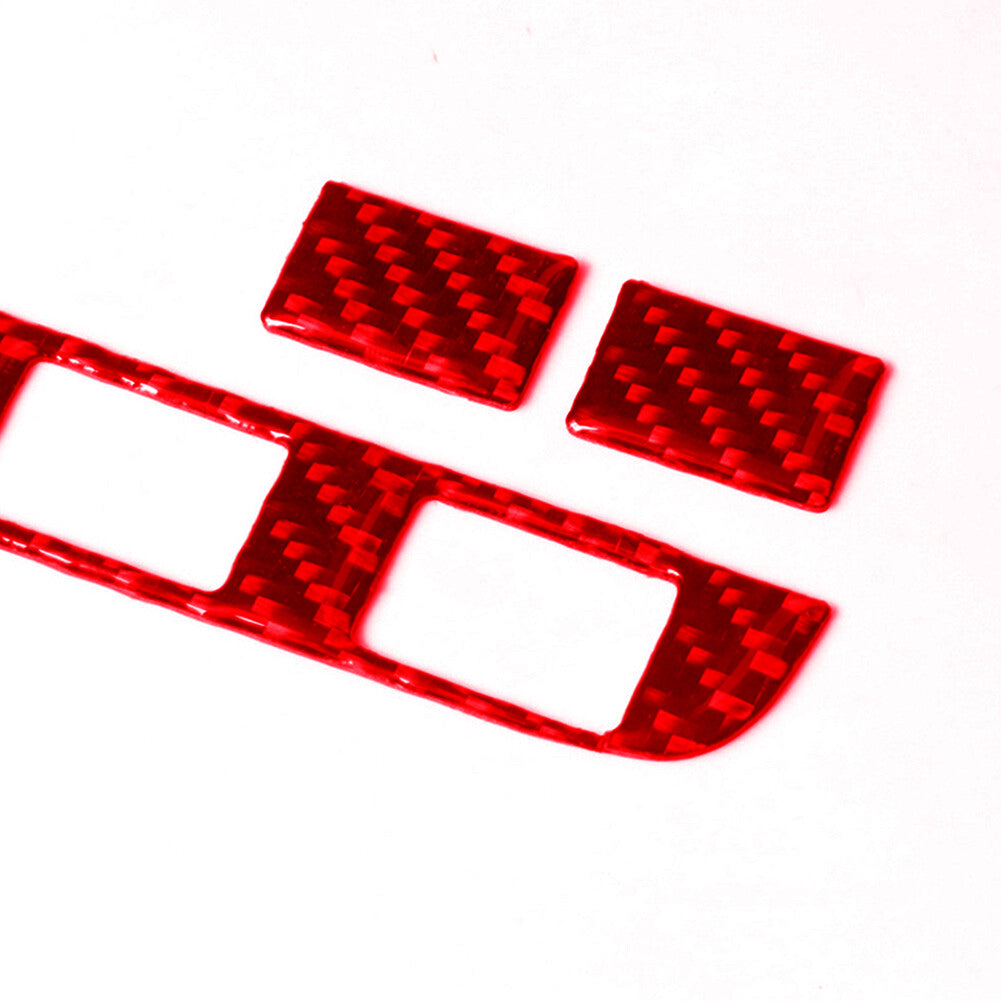 3Pc Red Carbon Fiber Hazard Light Frame Cover Trim for Porsche for Cayenne 2003-2010