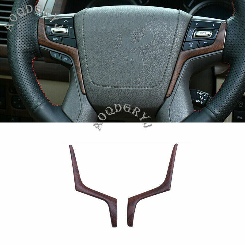 Wood Grain 2X Car Steering Wheel Decor Cover Trim for Toyota Prado Fj150 2018-21