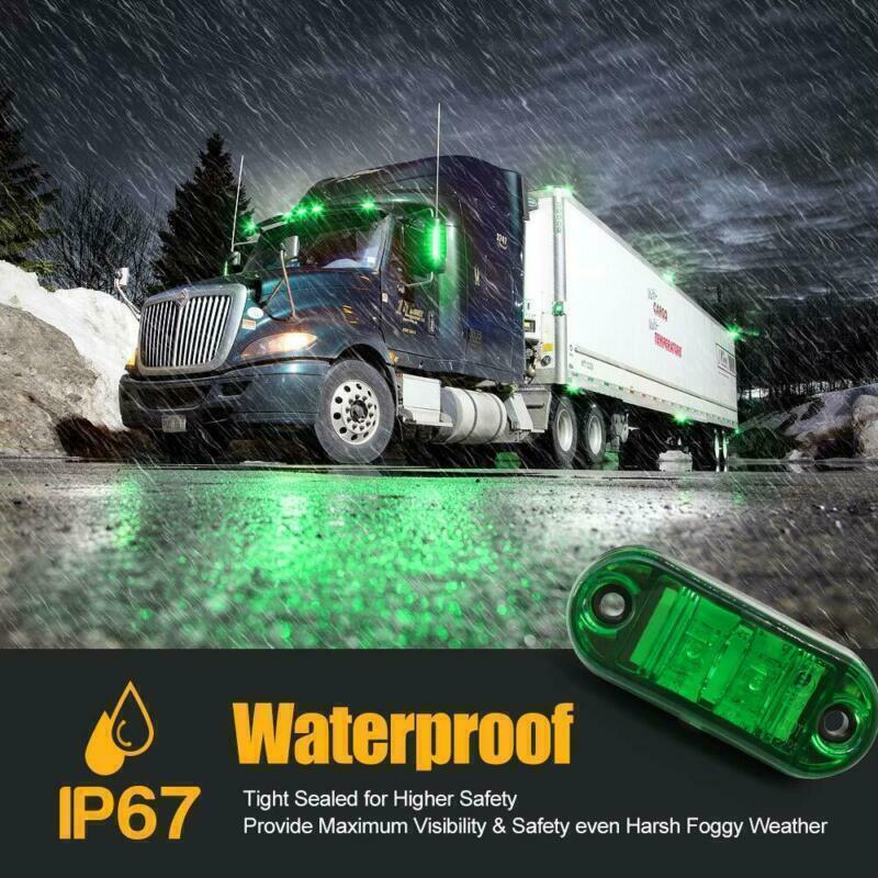 10x 12V-24V 2 LED Green Side Marker Indicator Light for Truck Trailer Lorry Lamp