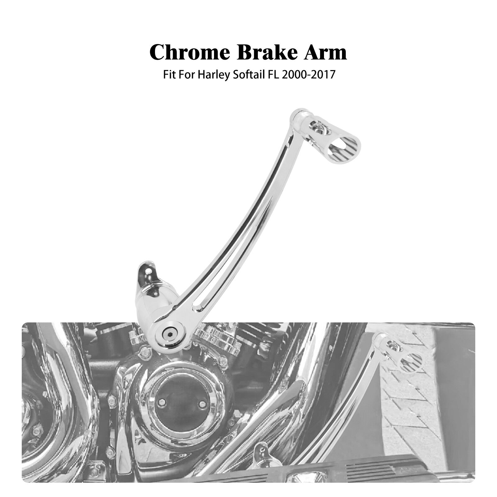 Chrome Brake Arm Lever Foot Peg Pedal for Harley Softail Fat Boy Breakout 00-17