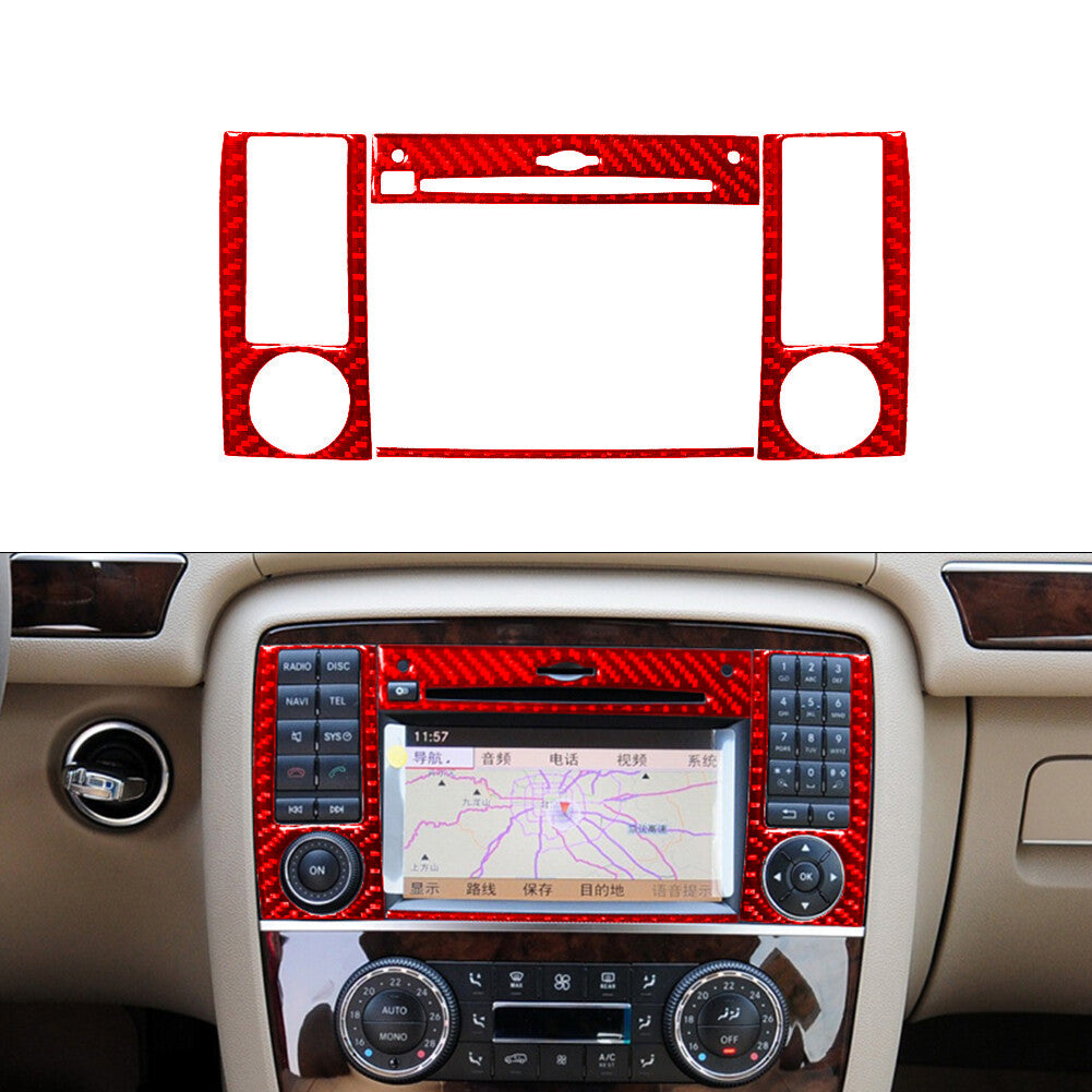 Red CD Player Display Trim Cover Carbon Fiber for Mercedes R-Class 2009-2012