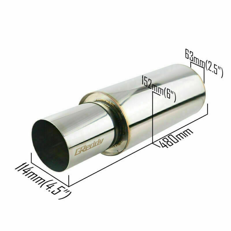 2.5 Inlet 4.5 Outlet Great Sound Exhaust Muffler Tips 6 Body Resonator