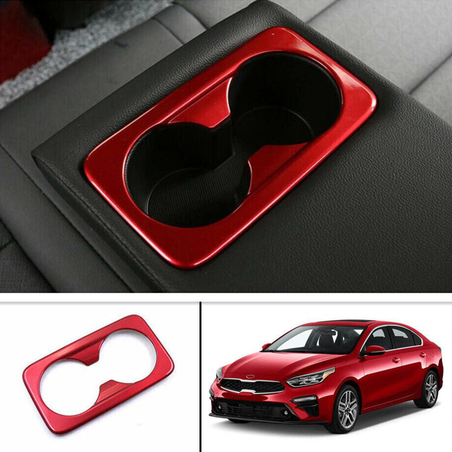 for Kia Forte 2019-2021 Red Interior Red Rear Water Cup Holder Panel Cover Trim