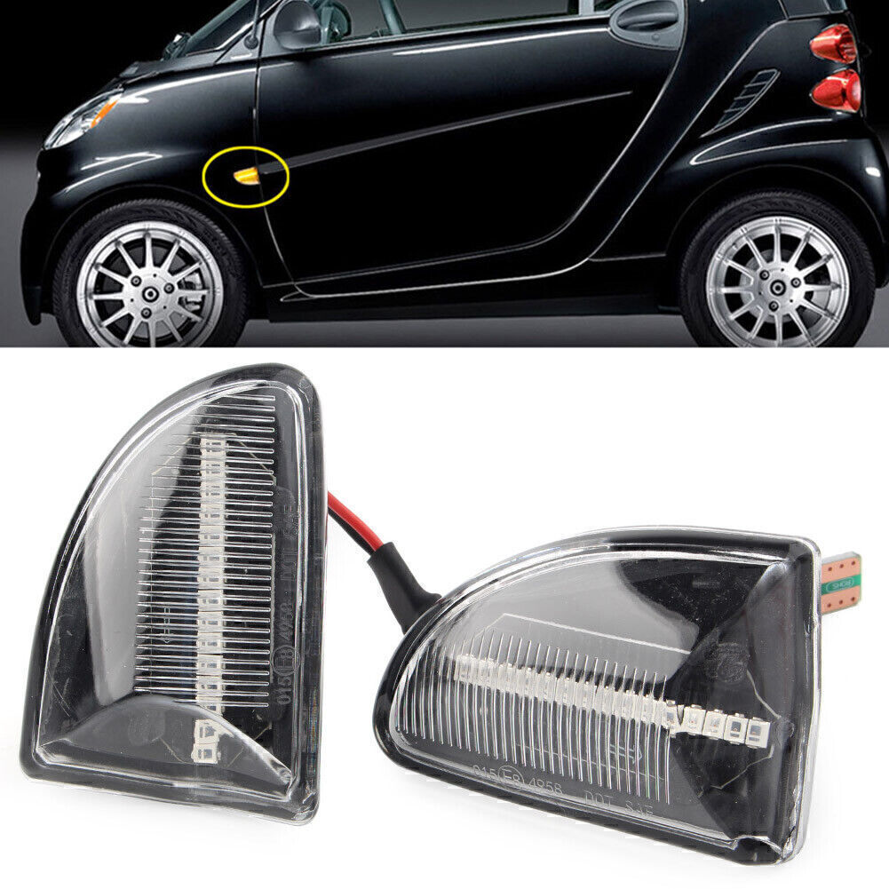 for Fortwo Coupe W451 Clear LED Sequential Dynamic Side Marker Turn Signal Light