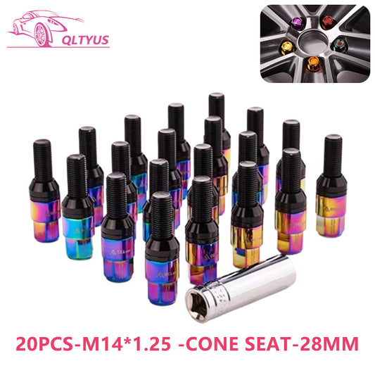 20PC 28mm M14x1.25 Wheel Lug Bolts Cone for Seat Studs Set for Most Aftermarket