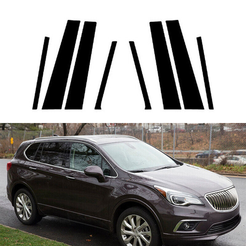 Piano Black Look Pillar Posts Door Window Strip Trim for Buick Envision 2016-20