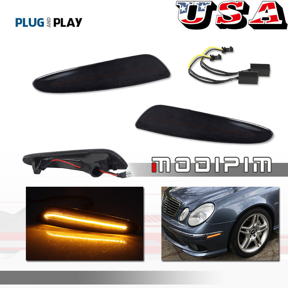 Smoked amber LED front marker corner lights suitable for 03-06 for Benz E-Class W211 AMG