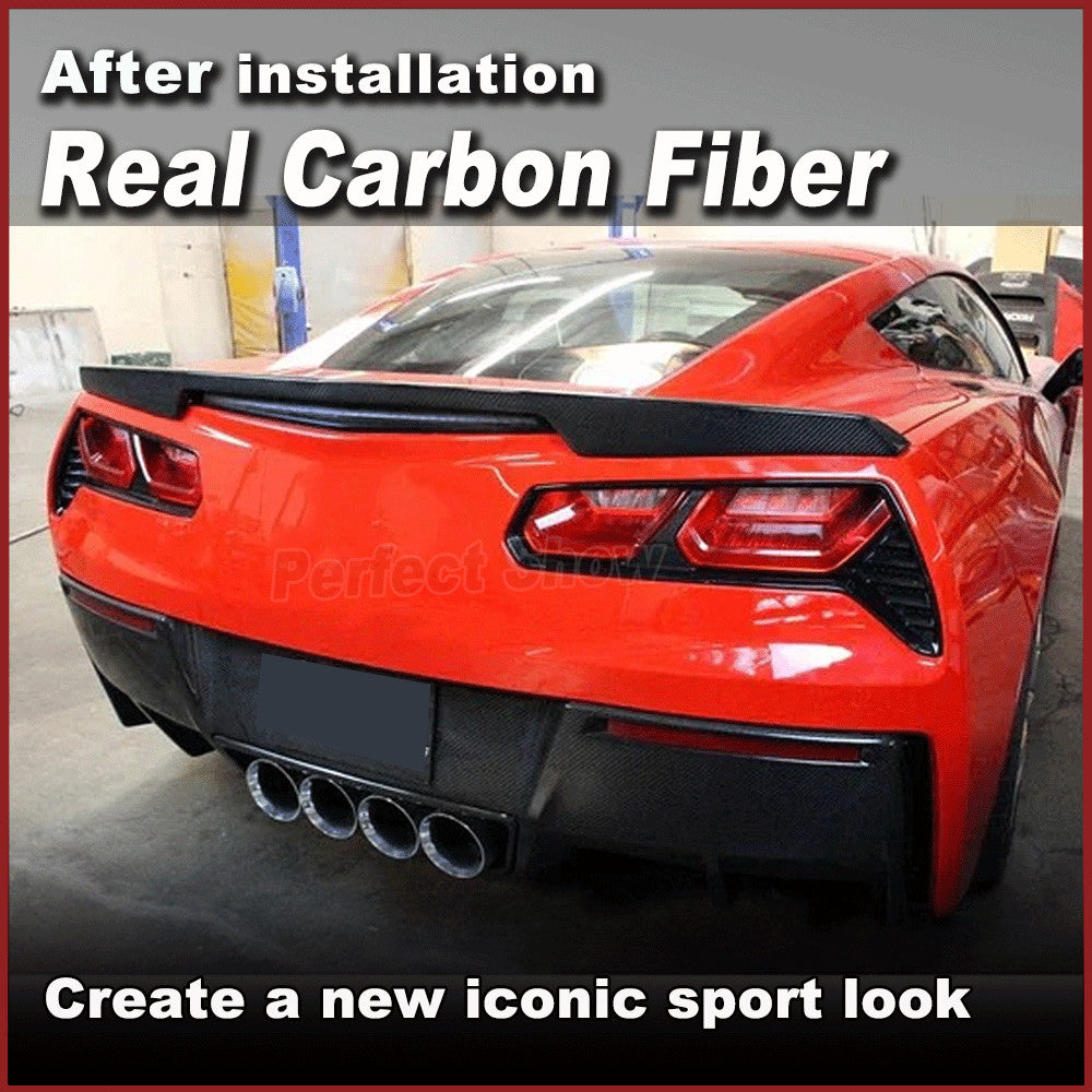 for Chevrolet for Corvette C7 2014-2019 REAL CARBON Rear Trunk Wing Boot Spoiler Lip