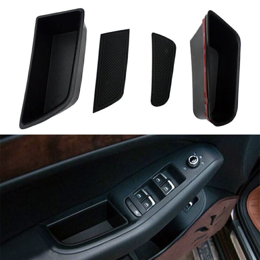 2Pcs Car Door Handle Armrest Storage Box Tray Bin Kit for Audi A4/A5 2009-16
