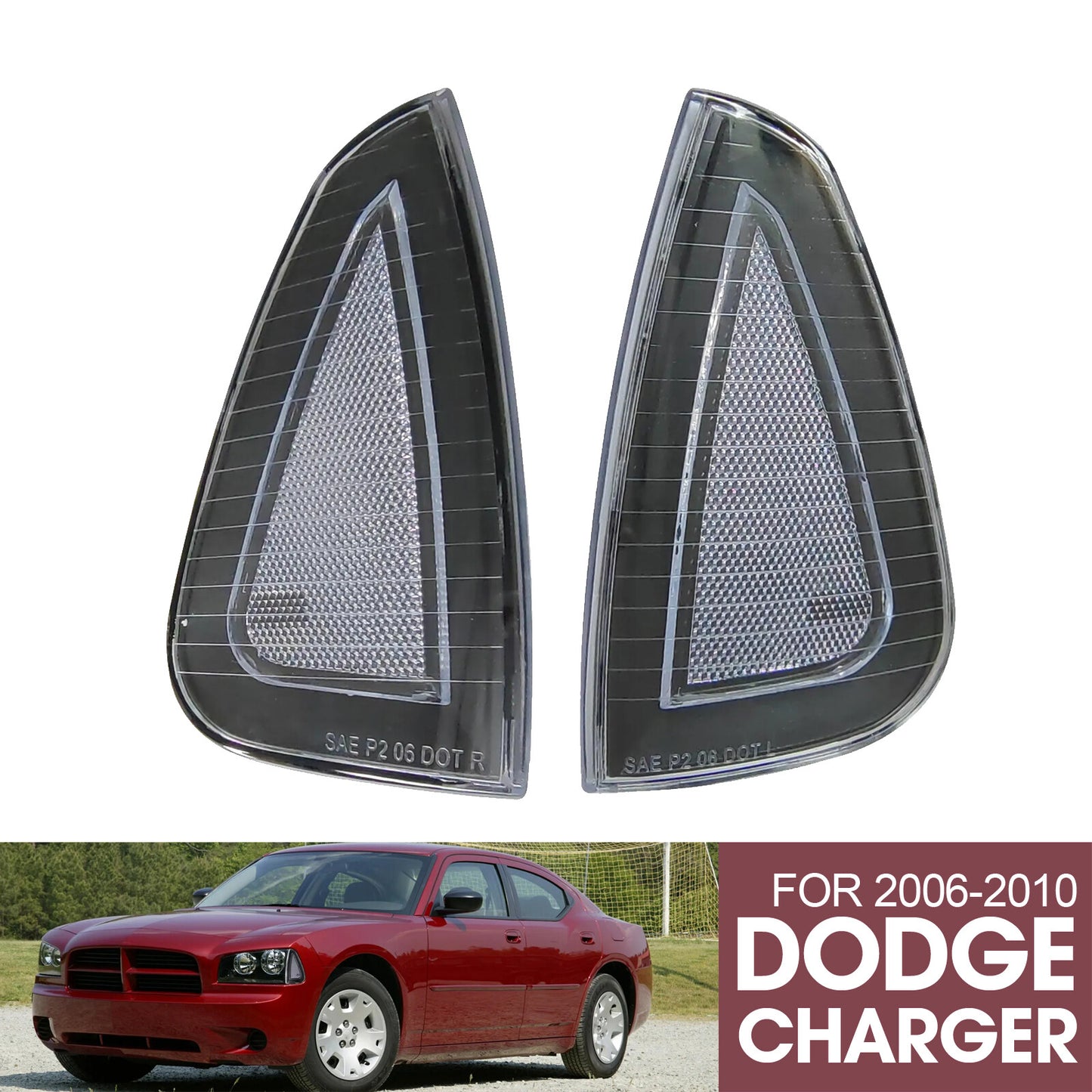 White Side Marker Parking Turn Signal Corner Lights fit 06-10 for Dodge Charge
