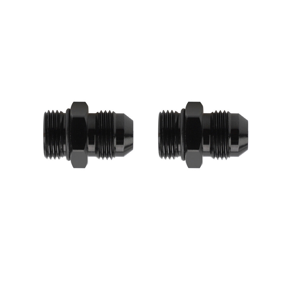 2-Pack ORB-8 O-ring Boss AN8 8AN to AN8 8AN Male Adapter Accessories - Black Aluminum