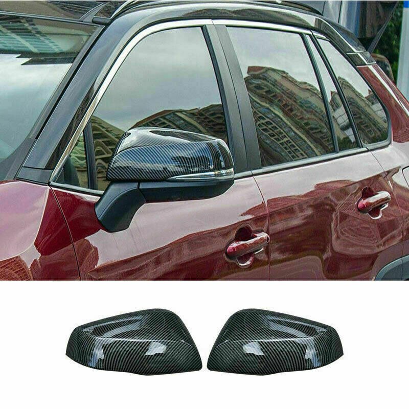 for Toyota RAV4 2019-2023 Carbon Fiber ABS Exterior Rear View Mirror Cover Trims