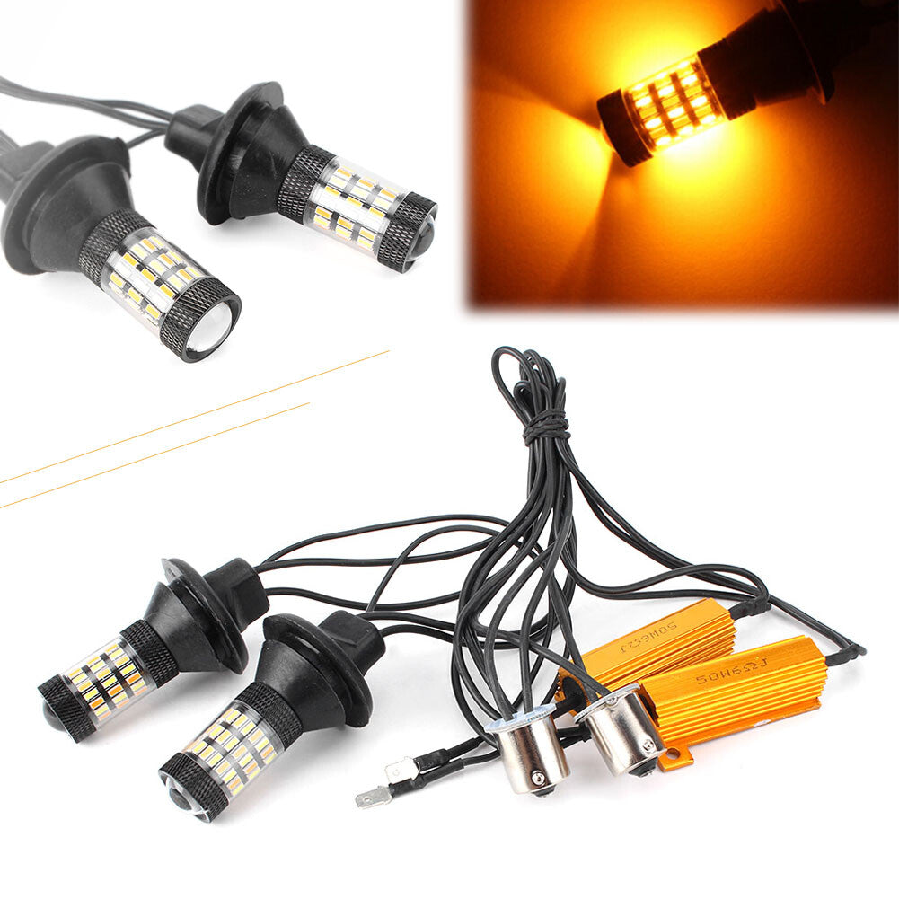Dual-Color Switchback Front Turn Signal Lights Bulbs 2Pcs 1156 P21W Auto