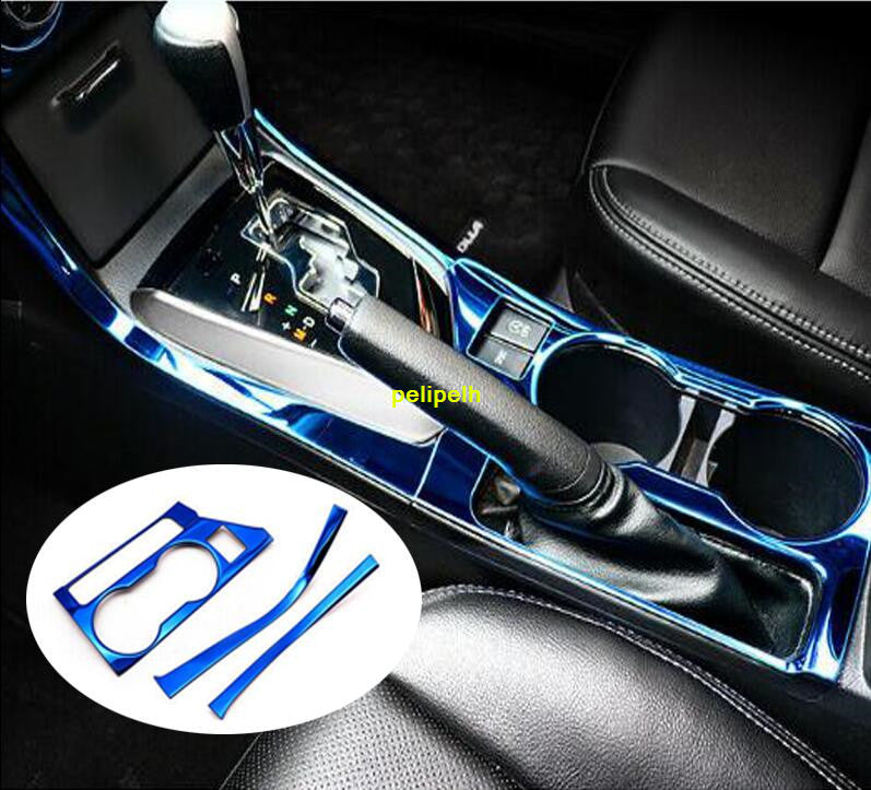 For 2014-2018 for Toyota for Corolla blue Steel Inner Gearshift water cup Cover trim 3x