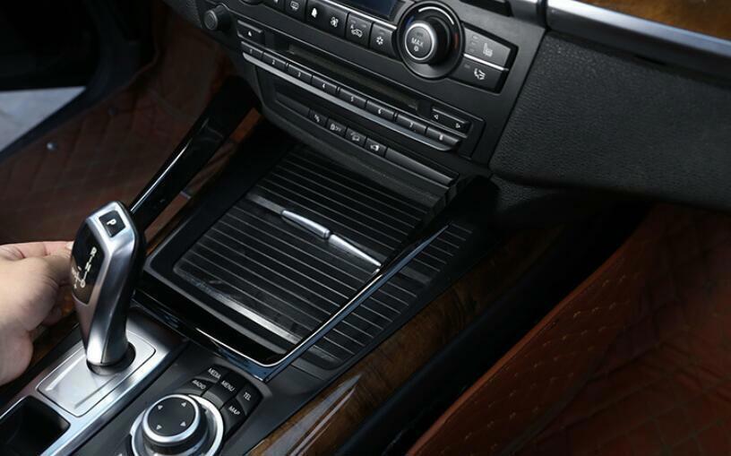 for BMW X5 X6 E70 E71 2008-2013 Gloss Black Middle Console Water Cup Frame Trim