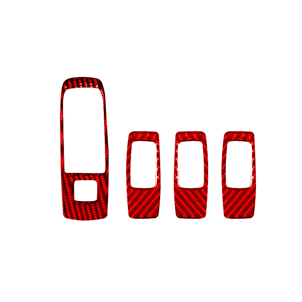 4X Red Carbon Fiber Door Control Switch Frame Cover Trim for Ford Ranger 2019-22