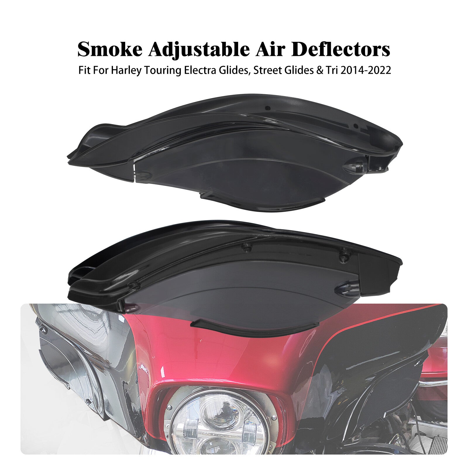 Black Batwing Fairing Smoke Air Deflectors for Harley Electra Street Glide 14-23