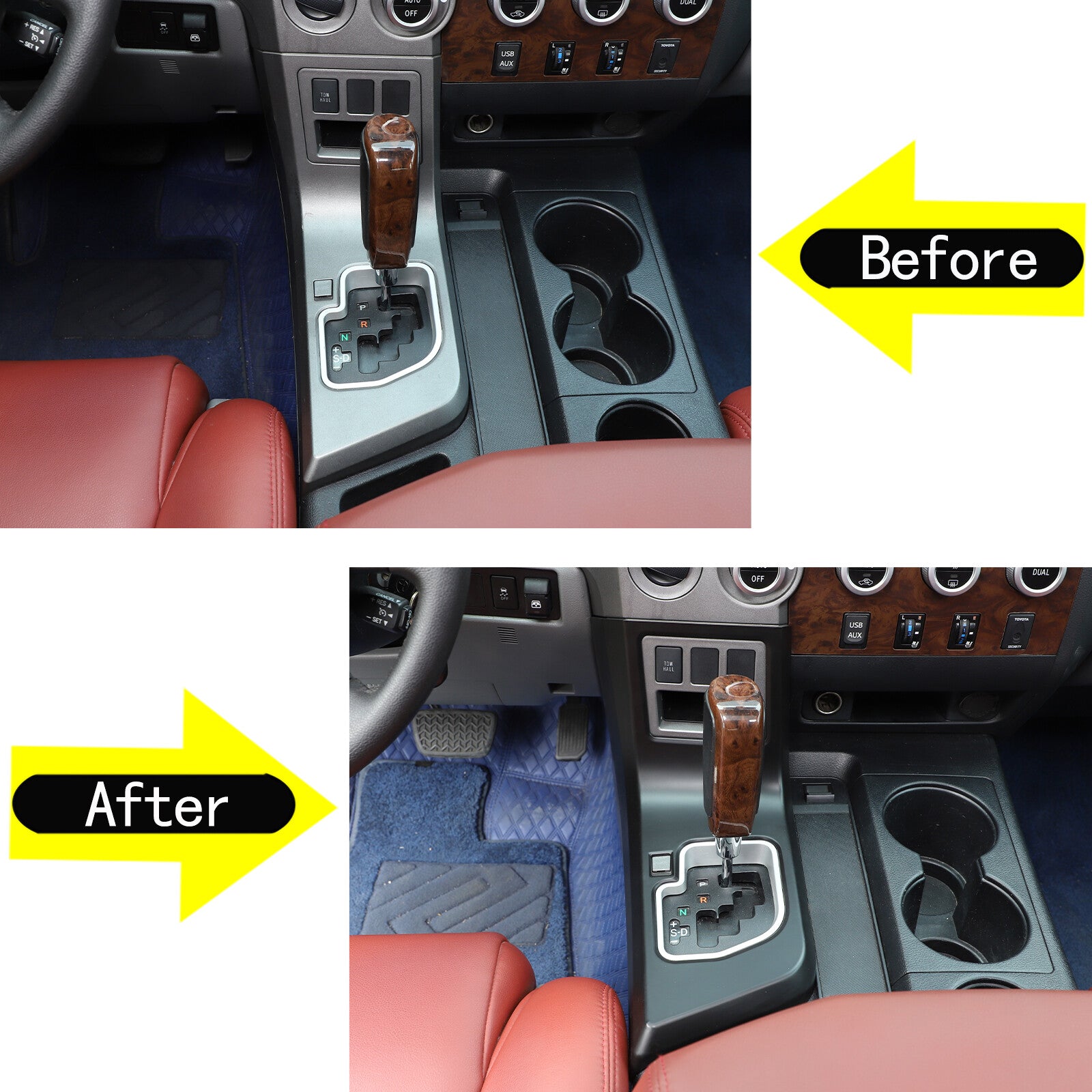 Matte black steering wheel button trim frame with ABS. Suitable for Toyota Tundra 2022-2023.