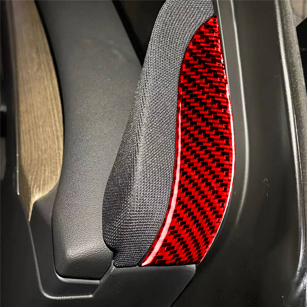2X Red Carbon Fiber Interior Door Speaker Cover Trim Sticker for Tesla Model 3/Y