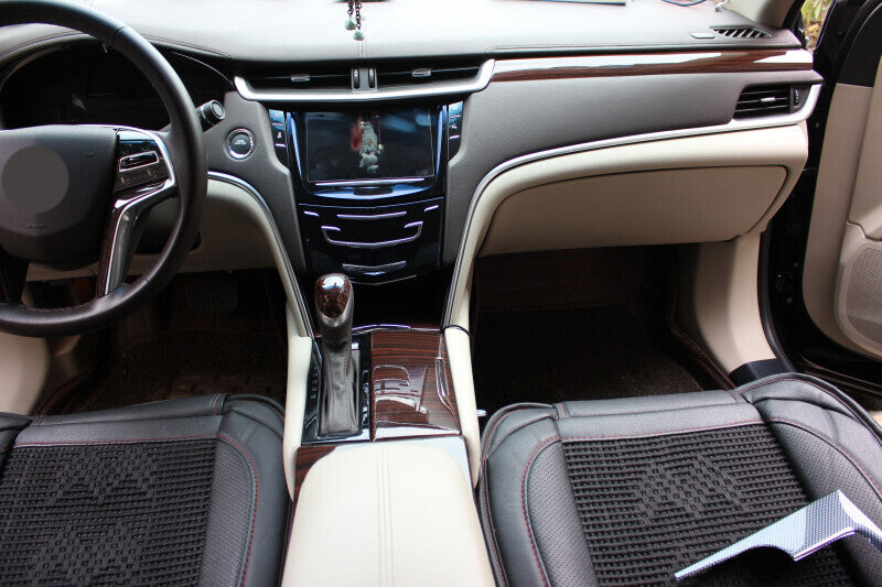 for Cadillac XTS 2013-17 Red Wood Grain Interior Full Decoration Kit Cover Trim