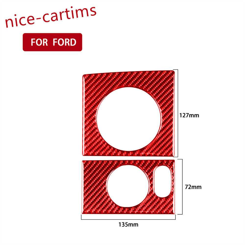 Red Carbon Fiber Air Vent Outlet Headlight Switch Trim for Ford F150 FX4 2004-08