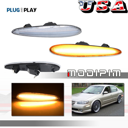 Transparent lens, amber LED, front marker light suitable for 2000-2003 for Nissan MXIMA