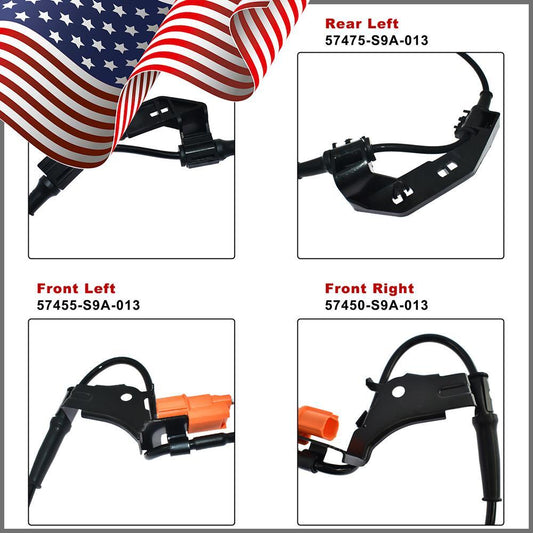 Set of 4 ABS Wheel Speed Sensor Front-Rear Left Right for Honda CR-V 2002-2006