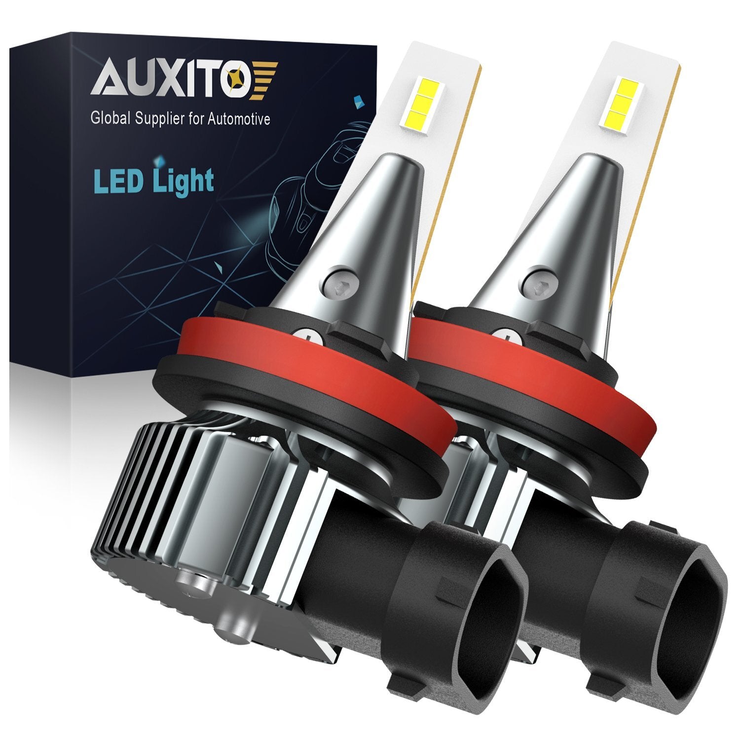 AUXITO LED Chime Red H8 H16 H11 Chime Red 6500K, Cyan Red