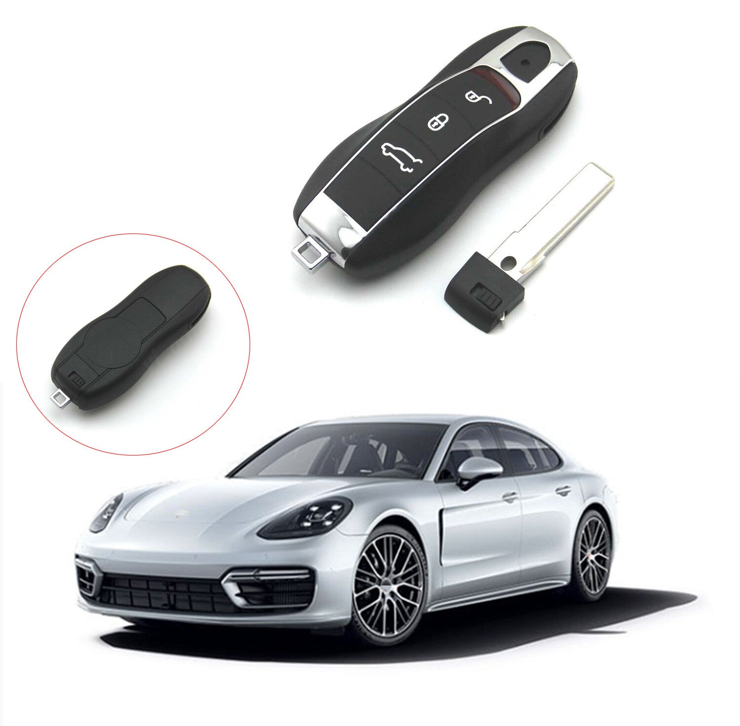 Remote control for smart keychain protective case with 3 buttons, suitable for Porsche for Panamera , for Cayenne , Macan